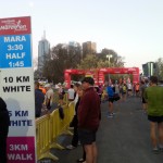 The starting gates for Melbourne marathon 2014